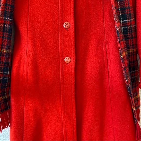 80s Vintage Children’s Kids Rothschild Red Plaid Fit Flare Wool Coat Jacket - Picture 4 of 7